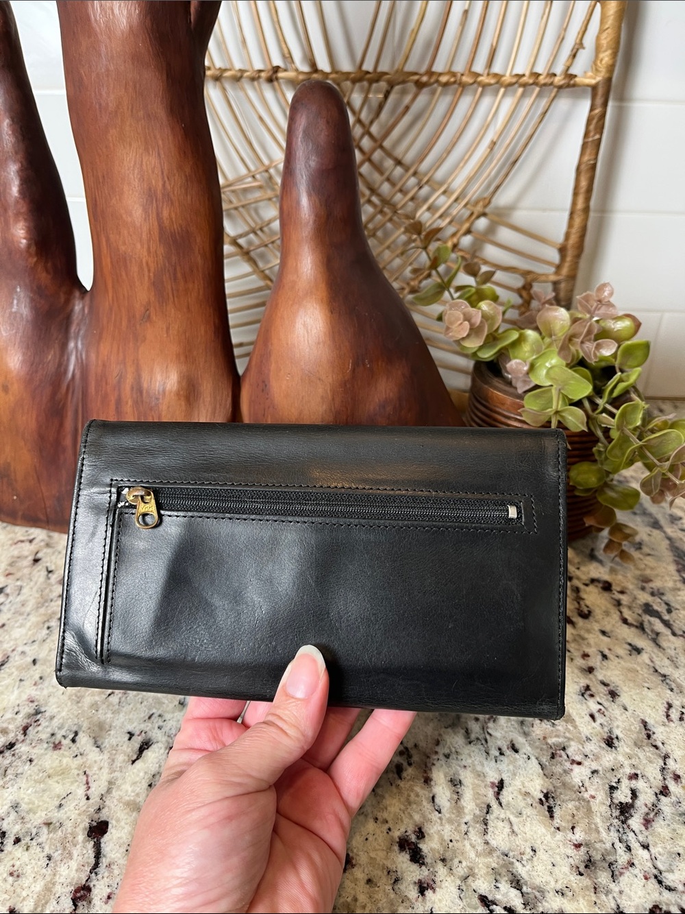90’s Vintage Coach Black Leather Envelope Wallet - Picture 3 of 10